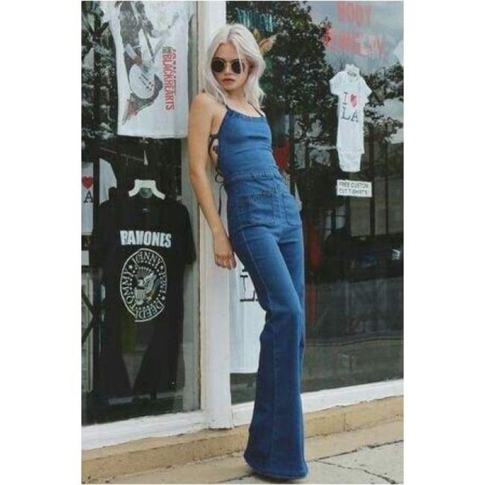 Stoned Immaculate Jean Genie flare bottom Jumpsuit